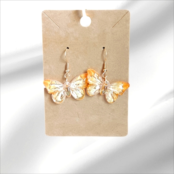 Yellow Butterfly Earrings - Picture 1 of 3